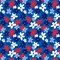 Fabric P & B Textiles Blue Sketchy Floral Patriotic Minis by the Quarter Yard PMIN6045-B